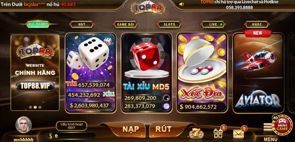 Top88 sở hữu kho game nổi bật