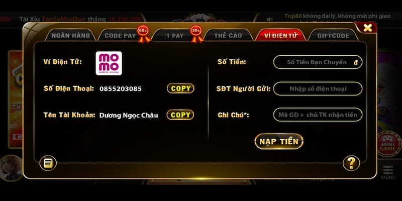 nap tien top88 Đa dạng hình thức thanh toán tại Top88